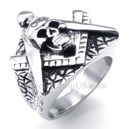 Anello Massonico In Titanio Con Teschio