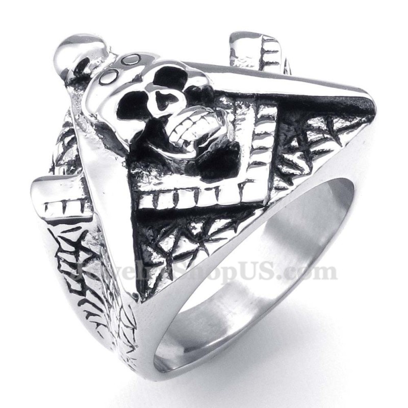 Anello Massonico In Titanio Con Teschio Anello Massonico In Titanio Con Teschio