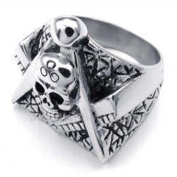 Anello Massonico In Titanio Con Teschio