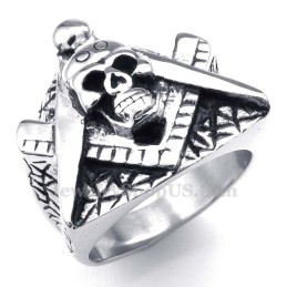 Anello Massonico In Titanio Con Teschio