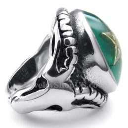 Anello In Titanio Verde Con Stella A Cinque Punte In Oro