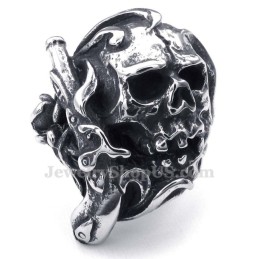 Anello In Titanio Con Teschio E Pistola
