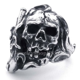 Anello In Titanio Con Teschio E Pistola