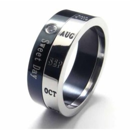Anello Sweet Day Con Fascia In Titanio Intarsiata E Diamanti Da 8 Mm