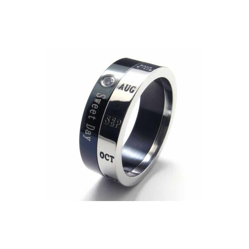 Anello Sweet Day Con Fascia In Titanio Intarsiata E Diamanti Da 8 Mm Anello Sweet Day Con Fascia In Titanio Intarsiata E Diamanti Da 8 Mm