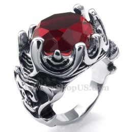 Anello In Titanio Con Zircone Rosso
