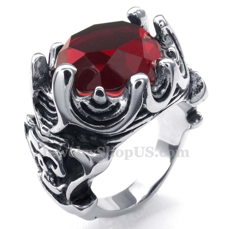Anello In Titanio Con Zircone Rosso Anello In Titanio Con Zircone Rosso