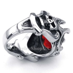 Anello In Titanio Con Zircone Rosso