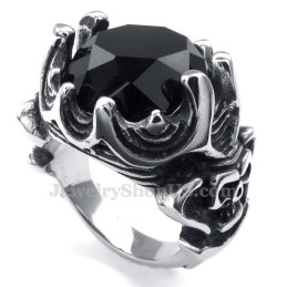 Anello In Titanio Con Zircone Nero