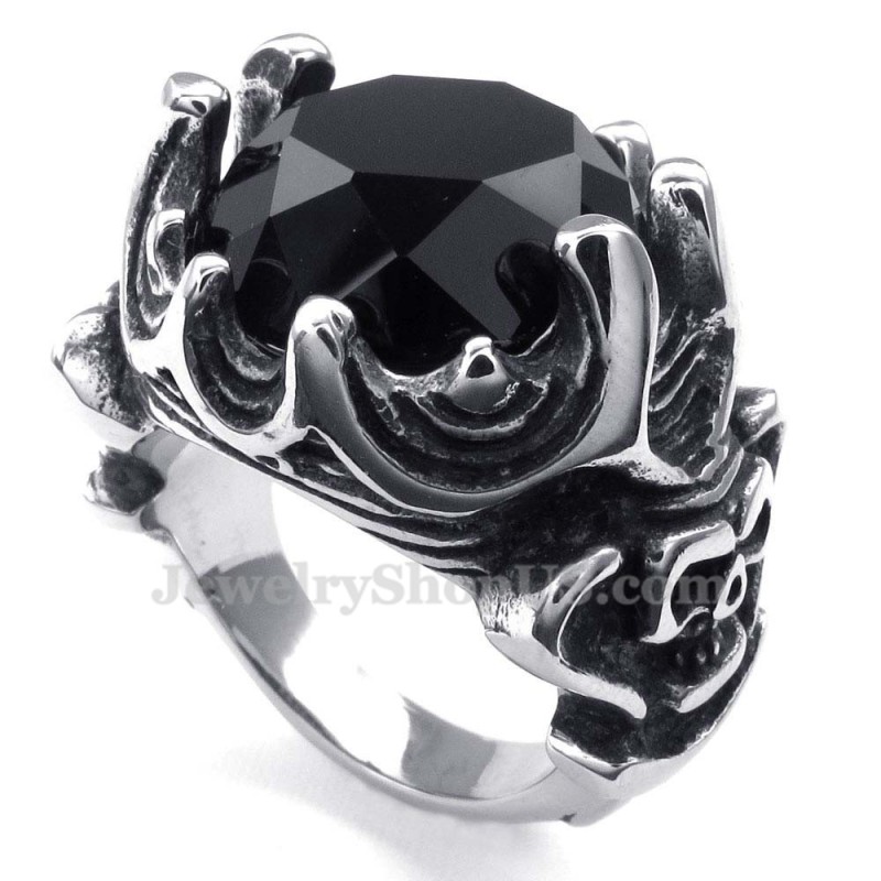 Anello In Titanio Con Zircone Nero Anello In Titanio Con Zircone Nero