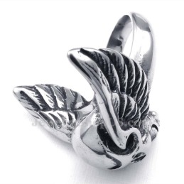 Anello In Titanio Con Teschio E Ali