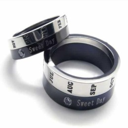 Anello Sweet Day Con Fascia In Titanio Intarsiata E Diamanti Da 8 Mm