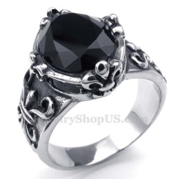 Anello In Titanio Con Zircone Nero