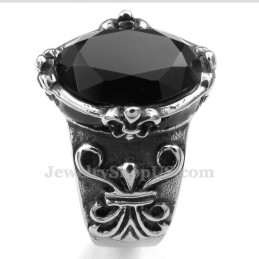 Anello In Titanio Con Zircone Nero