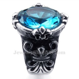 Anello In Titanio Con Zircone Blu