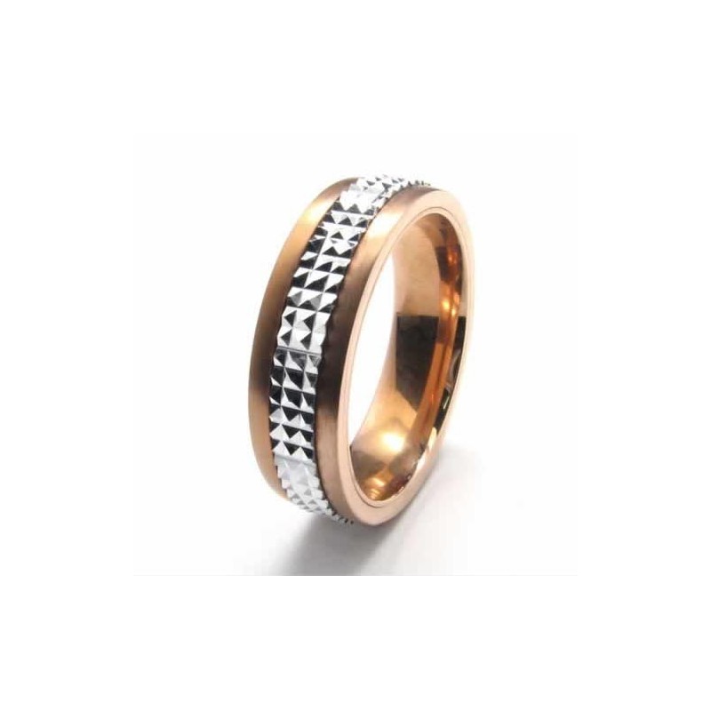 Anello Con Fascia Intarsiata In Titanio E Oro Da 6 Mm Anello Con Fascia Intarsiata In Titanio E Oro Da 6 Mm