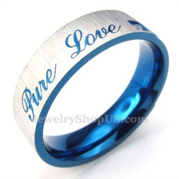 Anello Con Croce In Titanio Blu