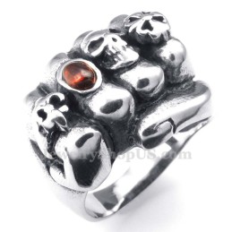 Anello A Pugno In Titanio Con Zircone Rosso