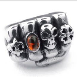 Anello A Pugno In Titanio Con Zircone Rosso
