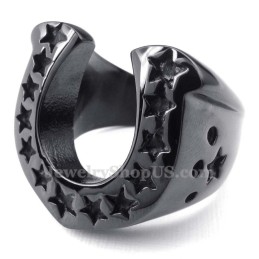 Anello Per Zoccolo Di Cavallo In Titanio Nero A Stella A Cinque Punte