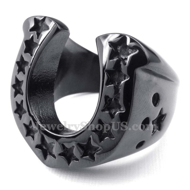 Anello Per Zoccolo Di Cavallo In Titanio Nero A Stella A Cinque Punte Anello Per Zoccolo Di Cavallo In Titanio Nero A Stella A Cinque Punte