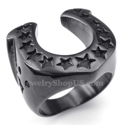 Anello Per Zoccolo Di Cavallo In Titanio Nero A Stella A Cinque Punte