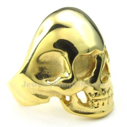 Anello In Titanio Con Teschio D'Oro