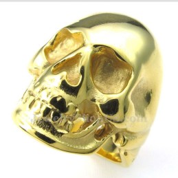 Anello In Titanio Con Teschio D'Oro