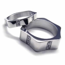 Anello A Fascia In Titanio Intarsiato Con Diamanti Da 6 Mm