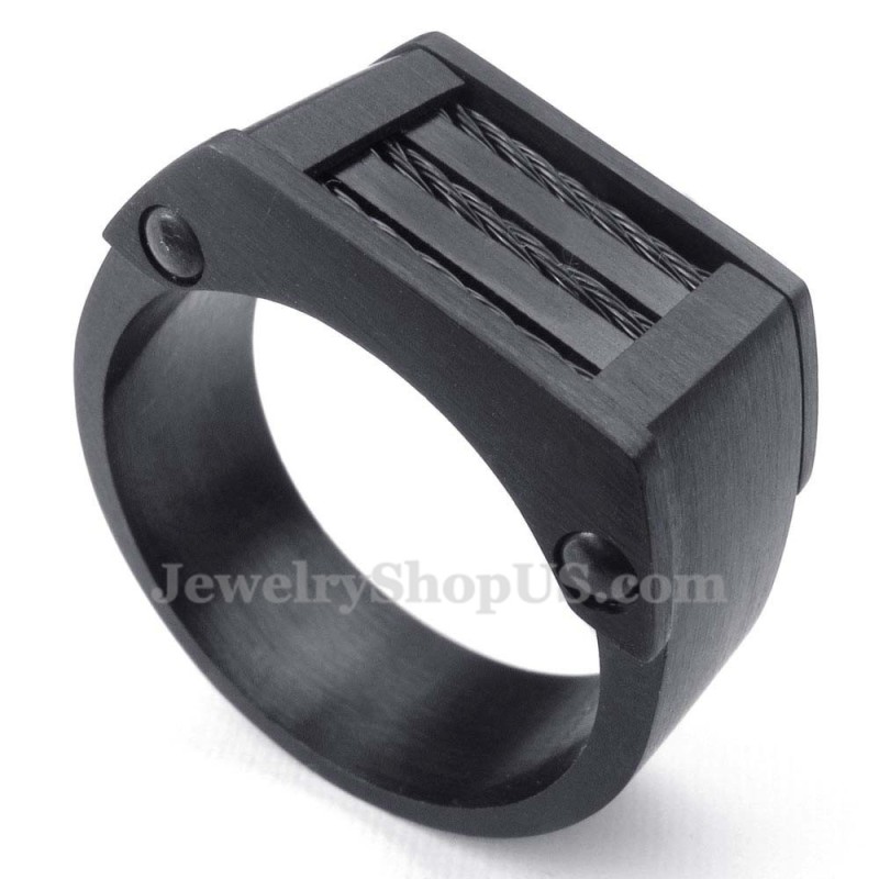 Anello In Titanio Con Filo Nero Anello In Titanio Con Filo Nero