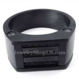 Anello In Titanio Con Filo Nero