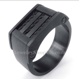 Anello In Titanio Con Filo Nero