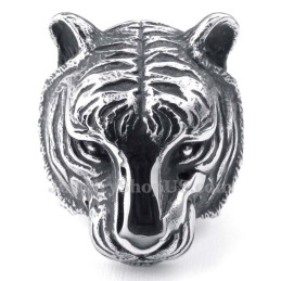 Anello In Titanio Con Testa Di Tigre