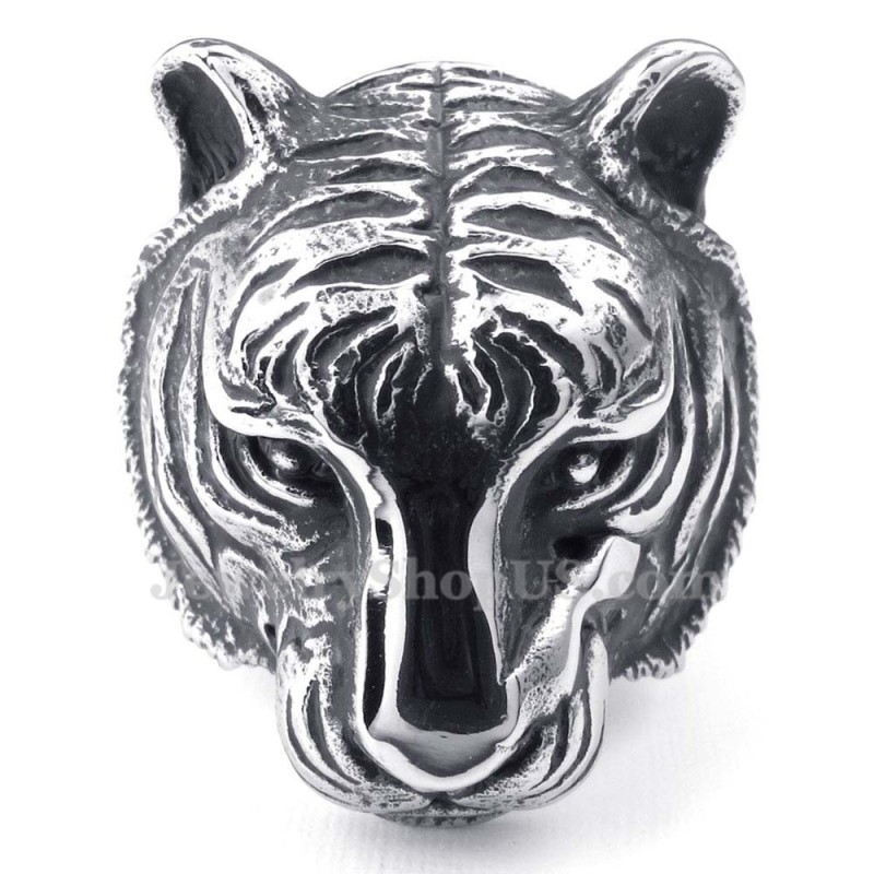 Anello In Titanio Con Testa Di Tigre Anello In Titanio Con Testa Di Tigre
