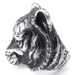 Anello In Titanio Con Testa Di Tigre