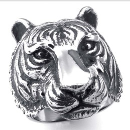 Anello In Titanio Con Testa Di Tigre