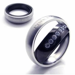 Anello A Fascia In Titanio Intarsiato Con Diamanti Da 6 Mm, Eternal & Forever