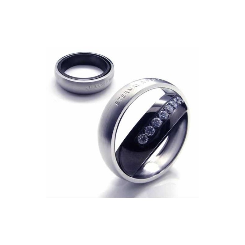 Anello A Fascia In Titanio Intarsiato Con Diamanti Da 6 Mm, Eternal & Forever Anello A Fascia In Titanio Intarsiato Con Diamanti Da 6 Mm, Eternal & Forever