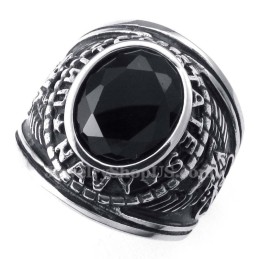 Anello In Titanio Con Zircone Nero