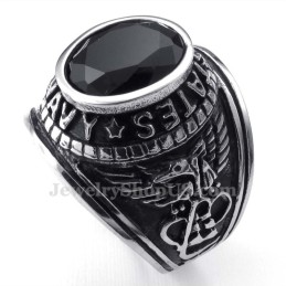 Anello In Titanio Con Zircone Nero