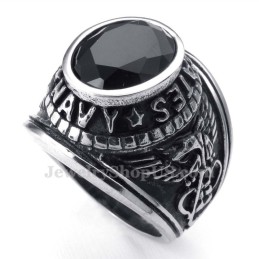 Anello In Titanio Con Zircone Nero