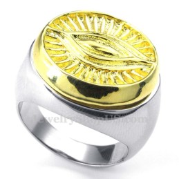 Anello In Titanio Con Simbolo Del Sole In Oro