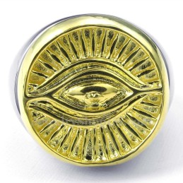 Anello In Titanio Con Simbolo Del Sole In Oro