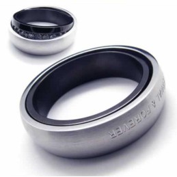 Anello A Fascia In Titanio Intarsiato Con Diamanti Da 6 Mm, Eternal & Forever