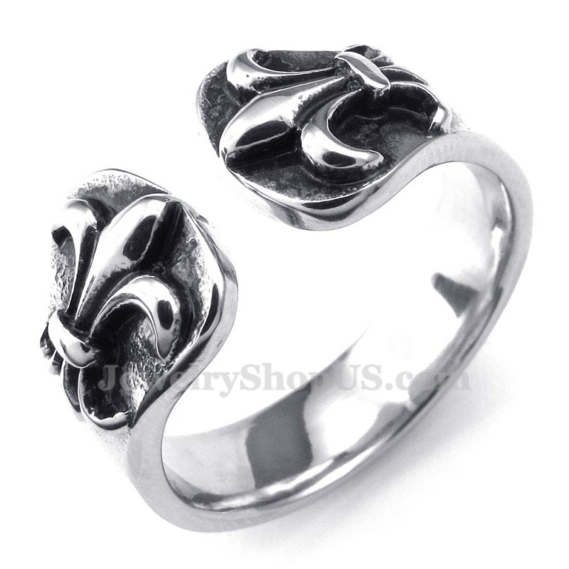 Anello In Titanio Con Apertura A Croce E Fiore Anello In Titanio Con Apertura A Croce E Fiore