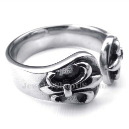 Anello In Titanio Con Apertura A Croce E Fiore