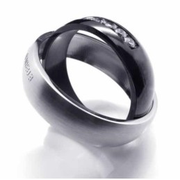 Anello A Fascia In Titanio Intarsiato Con Diamanti Da 6 Mm, Eternal & Forever