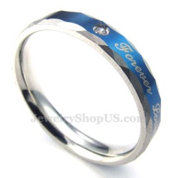 Anello Di Coppia In Titanio Blu Forever Love (Donna)