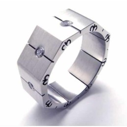 Anello A Fascia In Titanio Intarsiato Con Diamanti Da 8 Mm