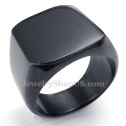 Anello Liscio In Titanio Nero Da Uomo